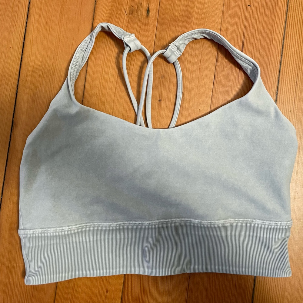 Lululemon Free To Be Bra Long Line Rib Snow Wash Gray size 8